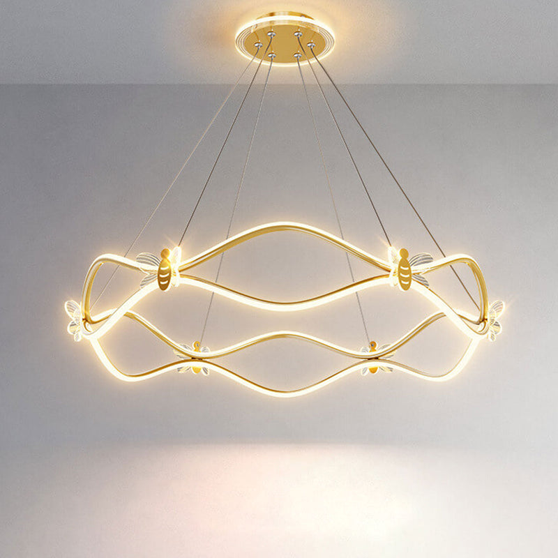 Moderner, minimalistischer LED-Kronleuchter mit 3/4-Licht-LED-Inselleuchten aus Welleneisen 