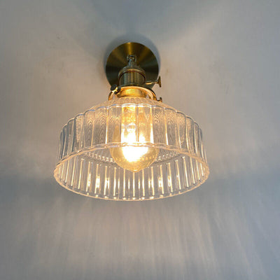 Nordic Dome Glass Shade Brass 1-Light Wall Sconce Lamp