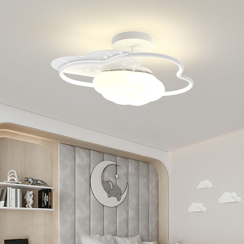 Plafonnier LED semi-encastré moderne en acrylique et fer avec nuages crème 