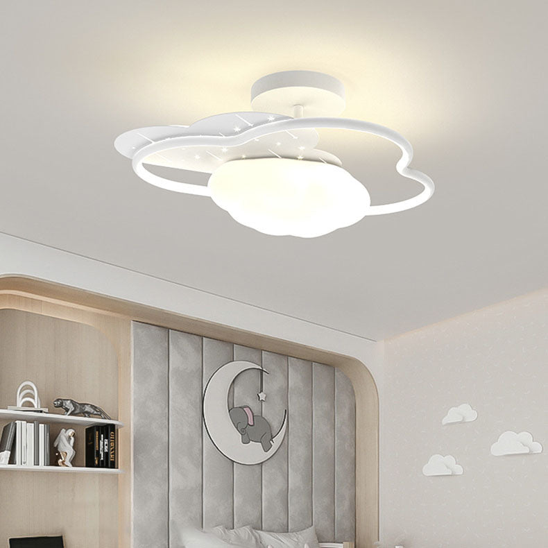Modern Cream Clouds Iron Acrylic LED Semi-Flush Mount Ceiling Light
