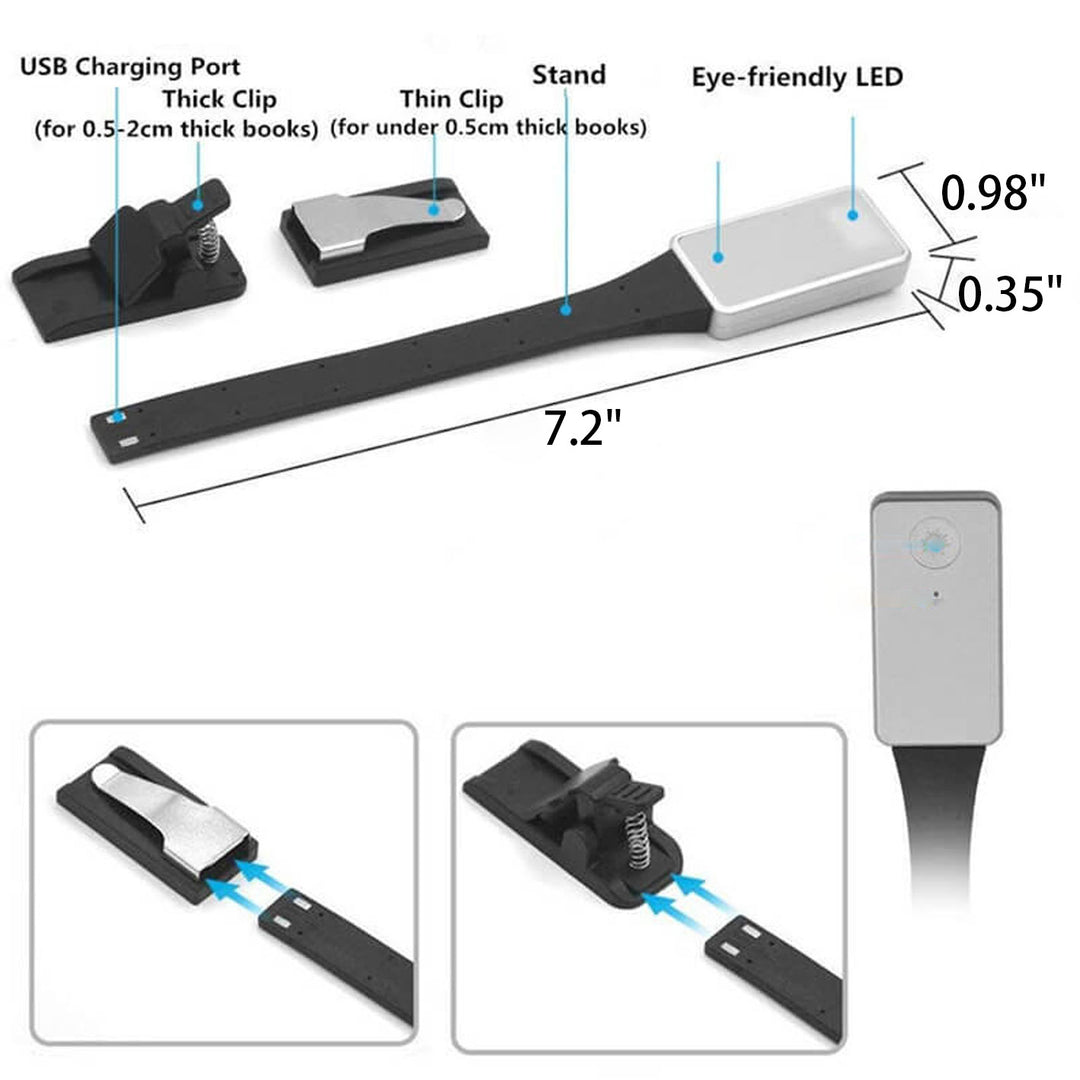Mini Clip USB Charging LED Table Lamp Bookmark Light 
