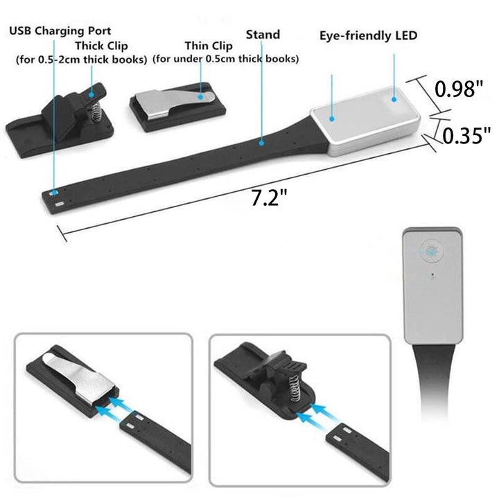 Mini Clip USB Charging LED Table Lamp Bookmark Light 