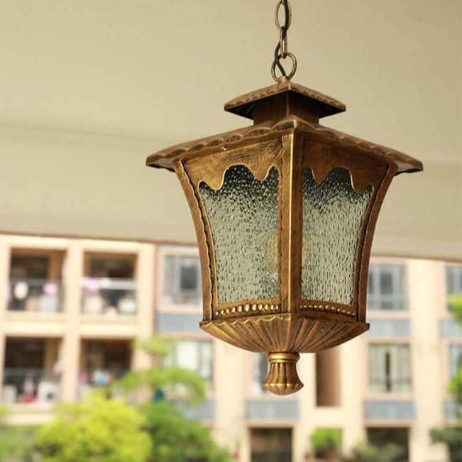 European Industrial Glass Square Outdoor 1-Light Pendant Light