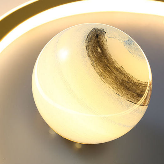 Plafonnier LED pour enfants avec fusée dessinée, planète ronde en fer créatif 