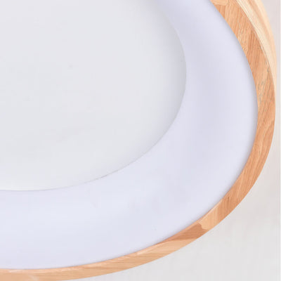 Nordic Minimalist Log Wood Round LED Flush Mount Ceiling Light