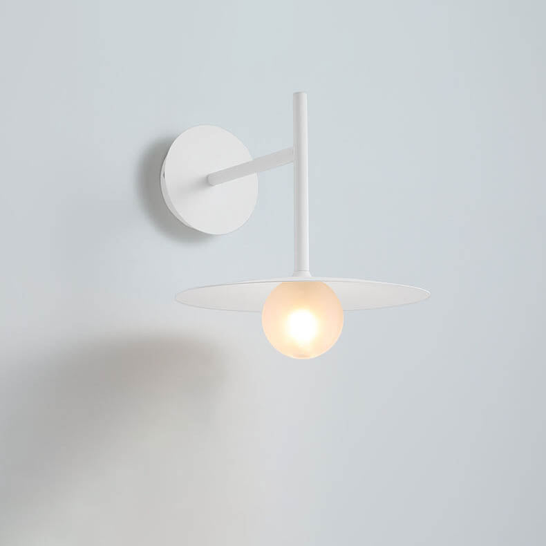 Moderne, minimalistische, einfarbige, runde Hardware-Glas-Wandleuchte mit 1 Licht