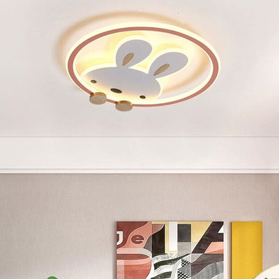 Childlike Modern Simple Cartoon Rabbit Design LED Flush Mount Light