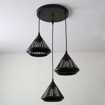 Modern Minimalist Hollow Carved Iron 3-Light Chandeliers