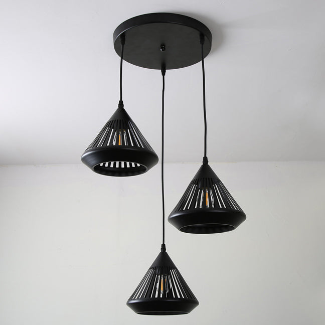 Moderne minimalistische Kronleuchter aus geschnitztem Eisen mit 3 Lichtern 
