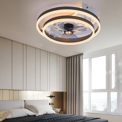 Nordic Light Luxuriöse runde, schlanke LED-Unterputz-Deckenventilatorleuchte 