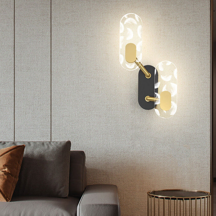 Applique murale LED moderne et créative avec anneau en acrylique, noir et or 