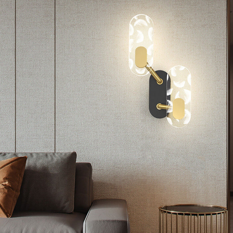 مصباح حائط LED حديث إبداعي بحلقة أكريليك باللون الأسود والذهب 