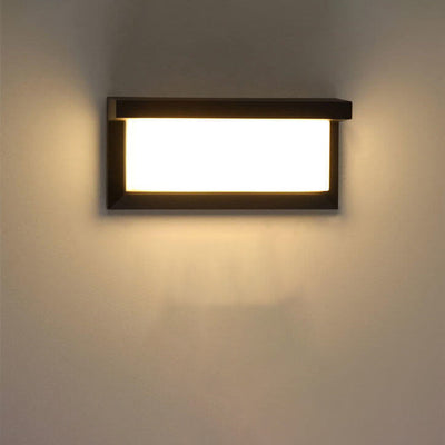 Modern Rectangular LED Sensor Outdoor Waterproof Wall Sconce Lamp