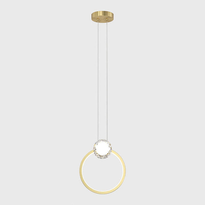 European Light Luxury Round Copper Crystal LED Pendelleuchte 