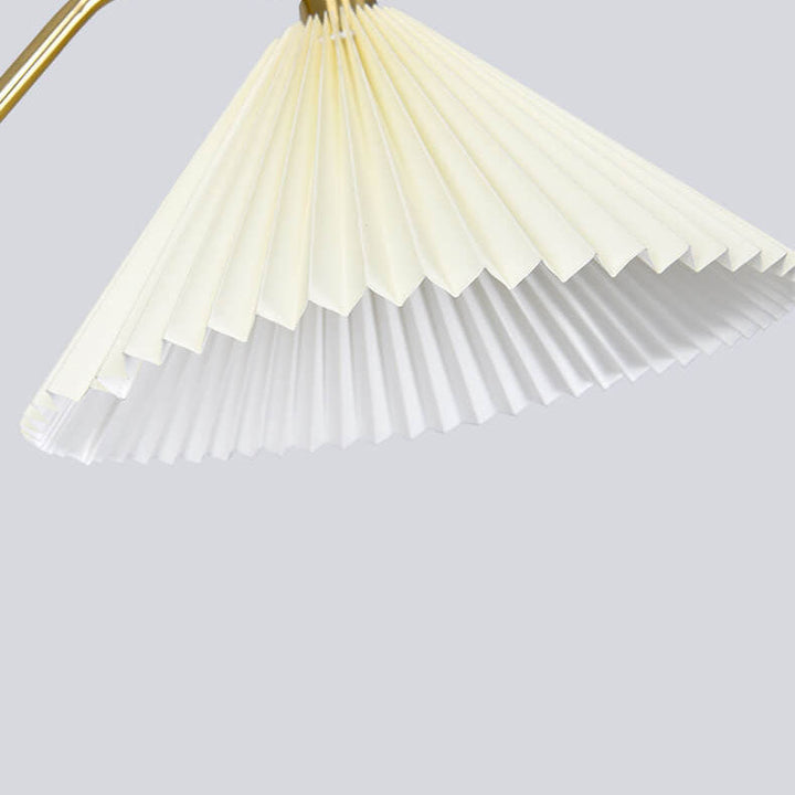 Nordic Minimalist Pleated Shade Marble Solid Wooden Shelf 1-Light Standing Floor Lamp
