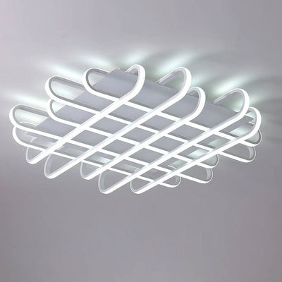 Modern Minimalist Braided Rectangle LED Flush Mount Ceiling Light