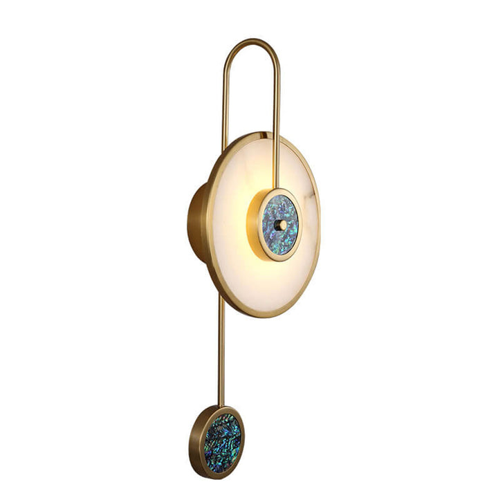 Applique murale LED moderne de luxe en marbre rond avec bras incurvé et coquille 
