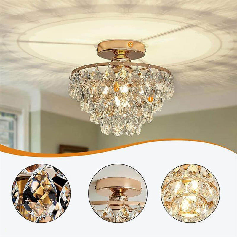 Vintage Luxury Crystal Tassel 1-Light Semi-Flush Mount Ceiling Light