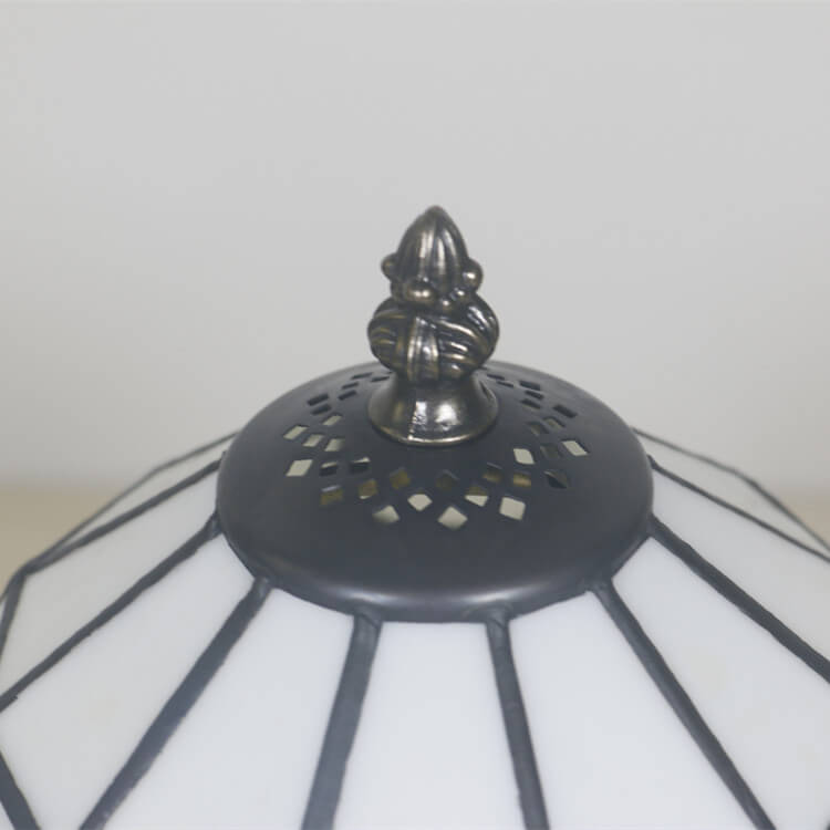 Vintage Tiffany Gemstone Stained Glass Round 1-Light Table Lamp