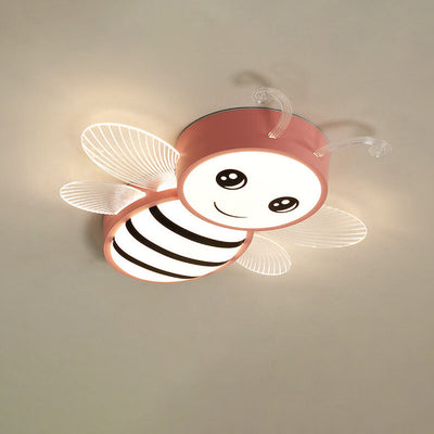 Contemporary Creative Kids Bee Iron Acrylic LED Flush Mount Ceiling Light For Bedroom