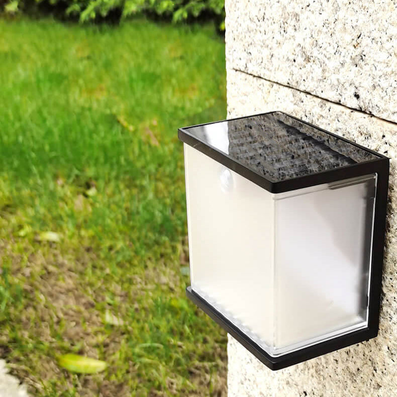 Solar Body Induction Rectangular Box Design LED Outdoor Decoration Wall Sconce Lamp