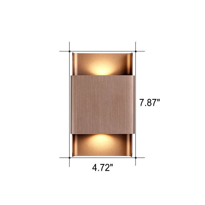 Moderne, minimalistische, rechteckige, doppelköpfige LED-COB-Wandleuchte aus Aluminium 