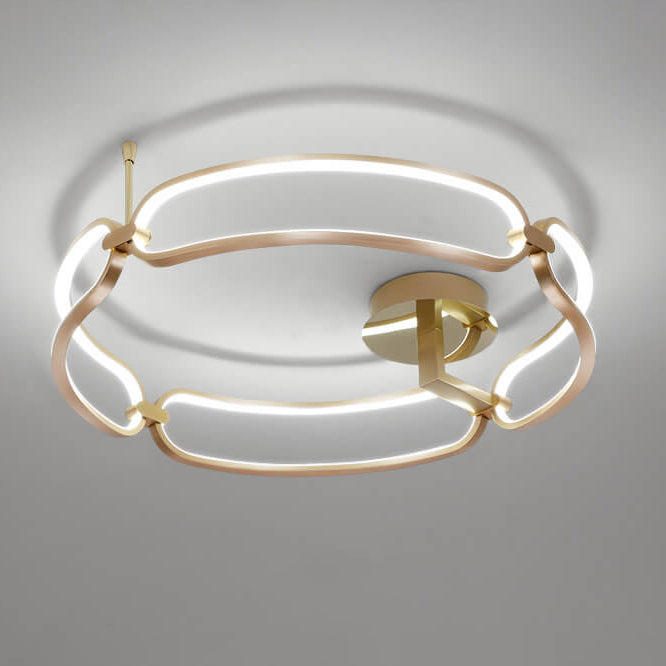 Modern Simple Ring Combination Design LED Semi-Flush Mount Light