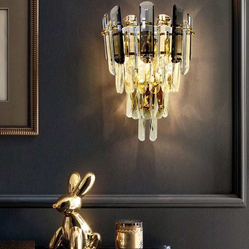 Modern Luxury Crystal Multi-Layer Column 1-Light Wall Sconce Lamp