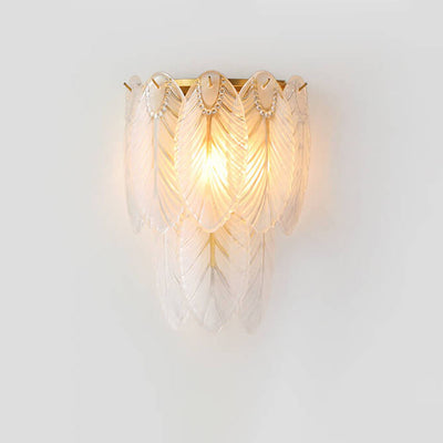 European Light Luxury Feather Iron Glass 2/3-Light Wall Sconce Lamp