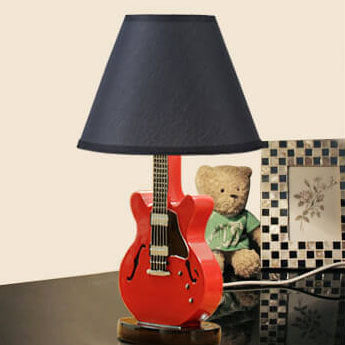 Cartoon Creative Fabric Shade Guitar 1-Light Table Lamp