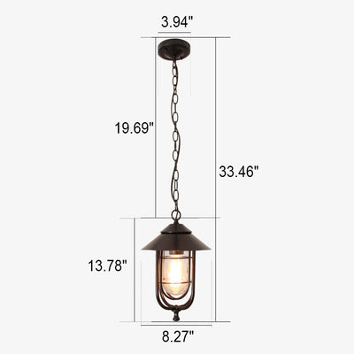 Industrial Vintage Aluminum Cage Glass 1-Light Outdoor Waterproof Pendant Light