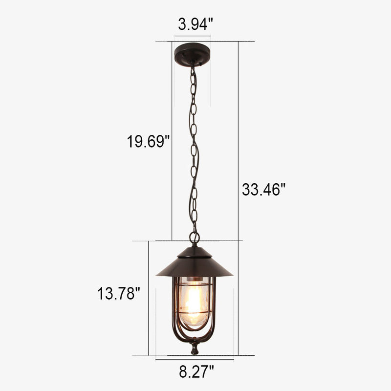 Industrial Vintage Aluminum Cage Glass 1-Light Outdoor Waterproof Pendant Light