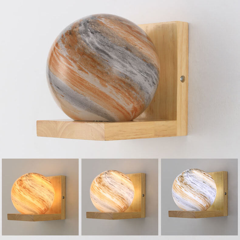Applique Murale en Verre et Bois Nordic Creative Planet à 1 Lumière 