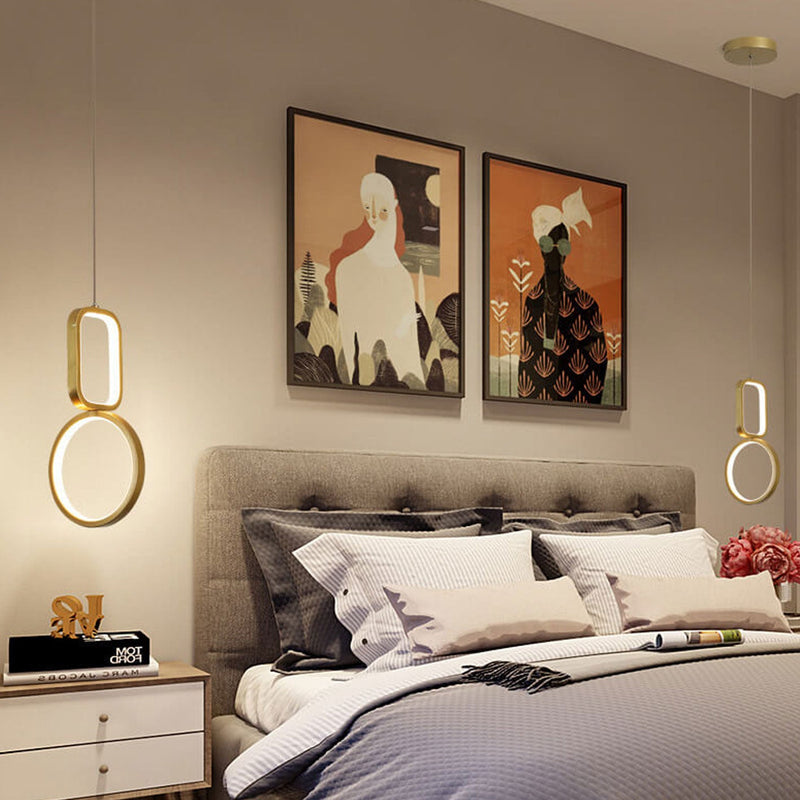 Nordic Minimalist Iron Geometric Ring LED Pendant Light