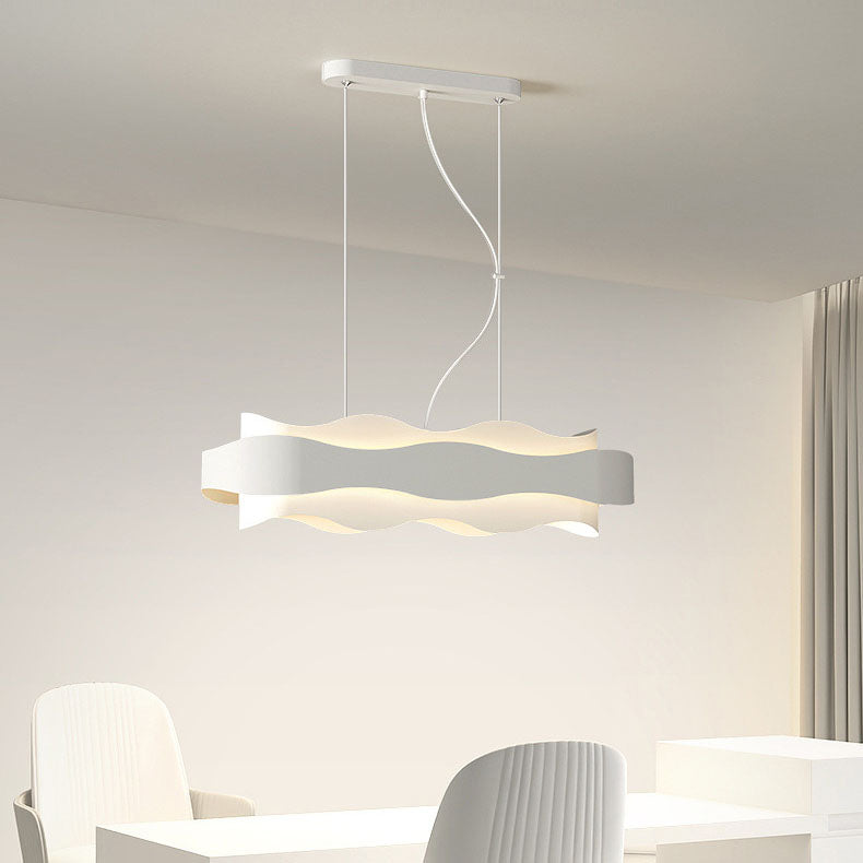 Nordic Creative Wave Strip Round Acrylic LED Island Light Chandelier