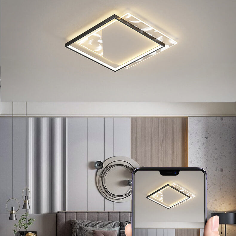 Modern Acrylic Light Luxury Square Feather Design LED Flush Mount Light