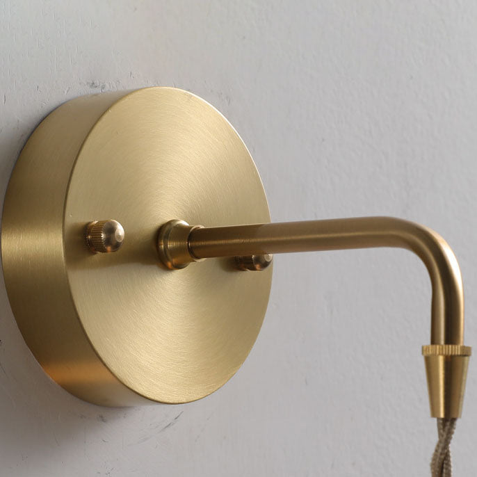 European Minimalist All Brass Glass 1-Light Wall Sconce Lamp