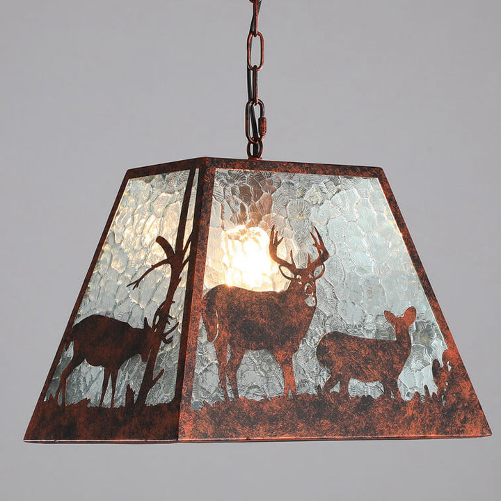 Industrieller Vintage-Wasser-Muster-Glas-Elch-Schlitten-Design 1/4 Licht-Kronleuchter 