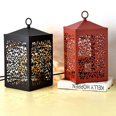 Vintage Metal Hollow Square Lanterns 2-Light Melting Wax Table Lamp