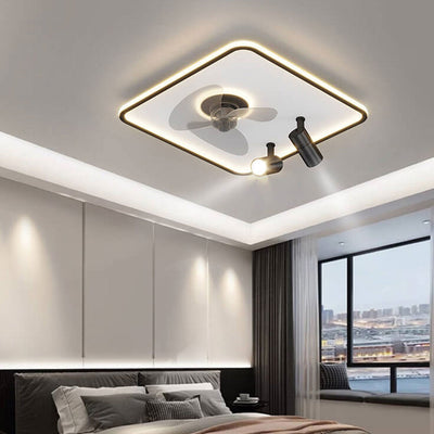 Minimalist Ultra-thin Square Spotlight  LED Flush Mount Ceiling Fan Light