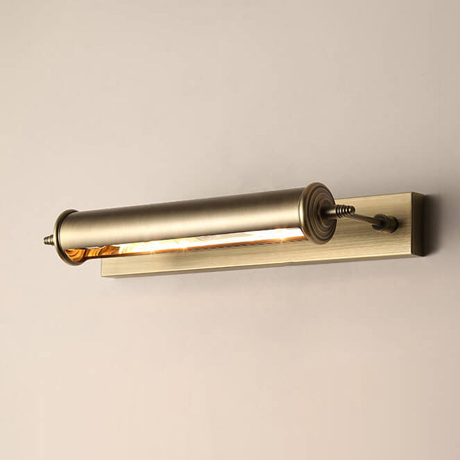 Lámpara de Aplique de Pared con Espejo Frontal de 1 Luz de Columna de Hierro de Bronce Vintage 