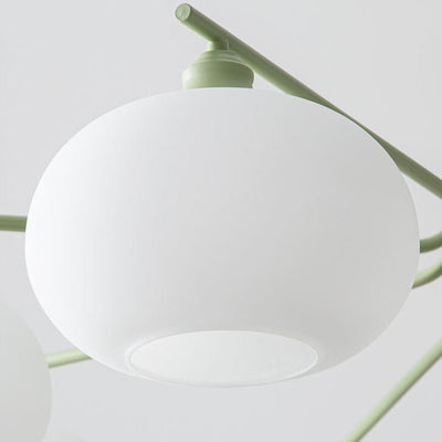 Nordic Minimalist Glass Round Shade Green Hardware 3/5/8 Light Chandelier