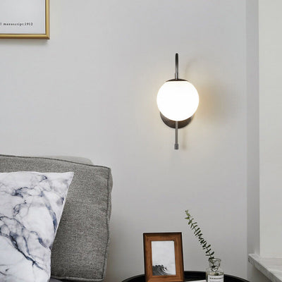 Lustre nordique en verre boule ronde bras plié en cuivre applique murale 1 lumière 