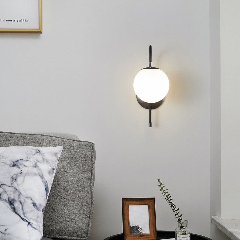 Lustre nordique en verre boule ronde bras plié en cuivre applique murale 1 lumière 