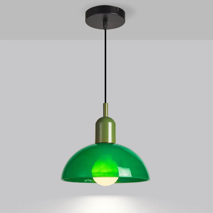 Modern Minimalist Glass Hemisphere 1-Light Pendant Light