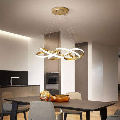 Moderner Luxus Gold Twisted Line Island Light LED Kronleuchter