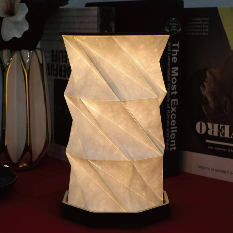 Contemporary Creative Rotating Foldable Wooden Touch LED Decoration Night Light Table Lamp for Bedroom