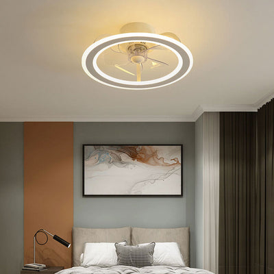 Nordic Creative Round LED Semi-Flush Mount Ceiling Fan Light