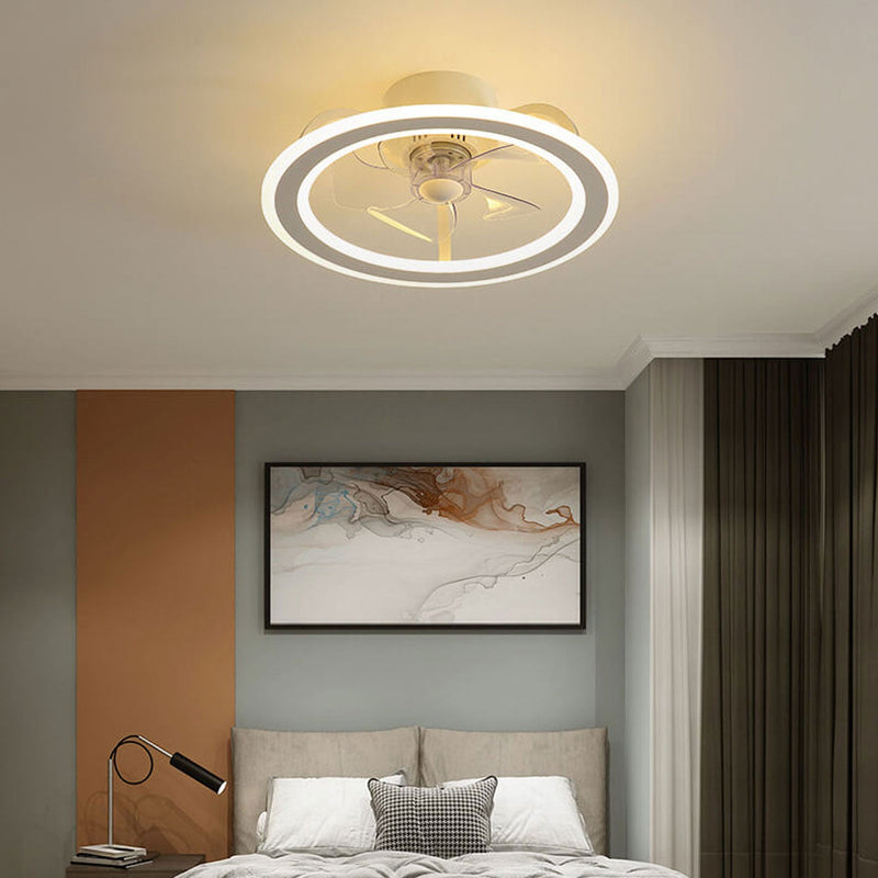 Nordic Creative Round LED Semi-Flush Mount Ceiling Fan Light