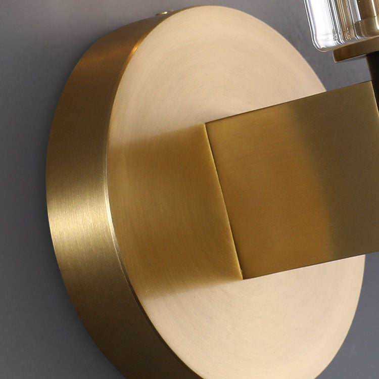 Moderne luxuriöse Zylinder-Wandleuchte aus Kupfer und Glas mit 1/2-flammigem Licht für das Schlafzimmer 
